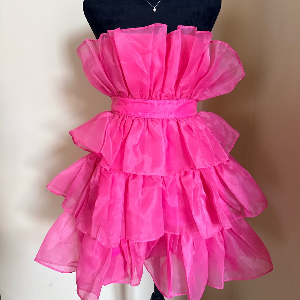 Pink Strapless Ruffled Dress - Picture 5 of 5